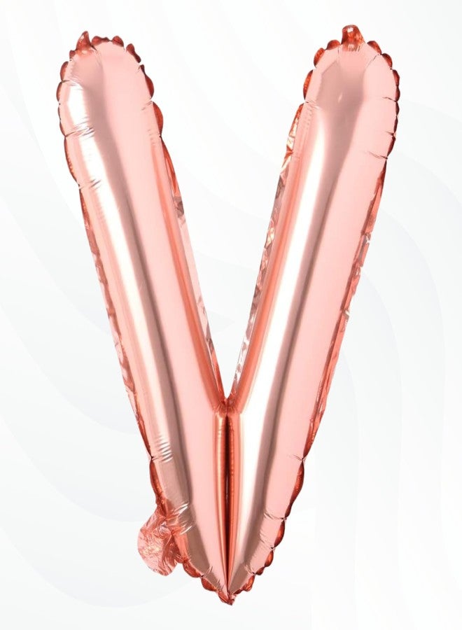 Flyloons Rose Gold V Letter Foil Balloon Alphabets Balloons Perfect for Birthday Decoration Items, Anniversary, Bachelorette, Wedding, Farewell Create Your Own Custom Phrase and Name - Image 1